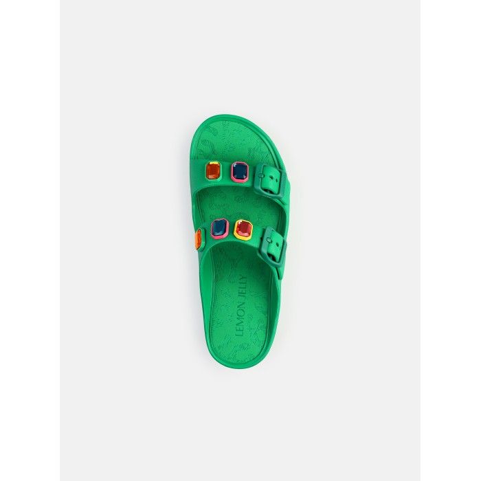 Lemon Jelly Sandals Buckles with Decorative Stones Laila Oasis Green - 10022983