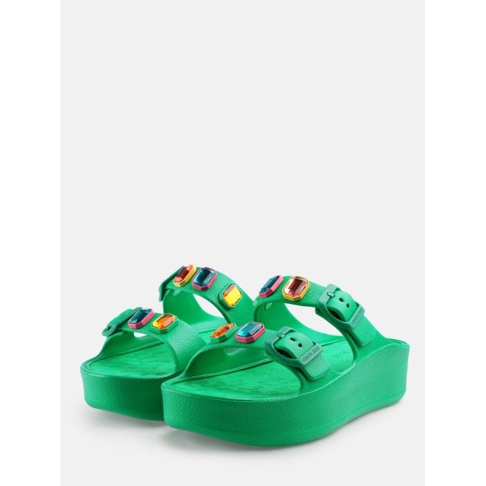 Lemon Jelly Sandals Buckles with Decorative Stones Laila Oasis Green - 10022983