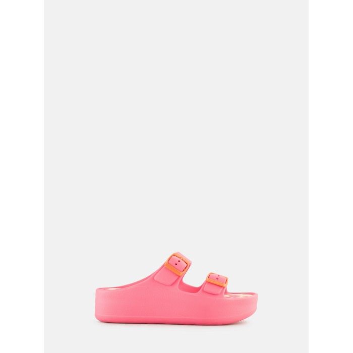 Lemon Jelly Patterned Insole Slides with Buckles Elvia Flamingo Pink - 10022856