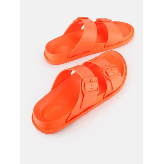 Sandlias Rasas Laranja com Fivelas Vegan Elise Orange Peel - 10023147