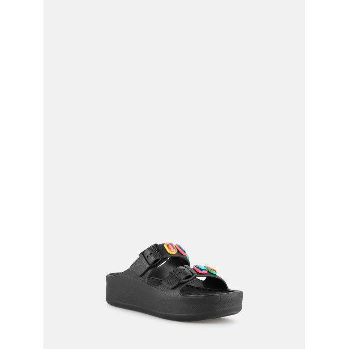 Lemon Jelly Sandals Buckles with Decorative Stones Laila Black - 10022982