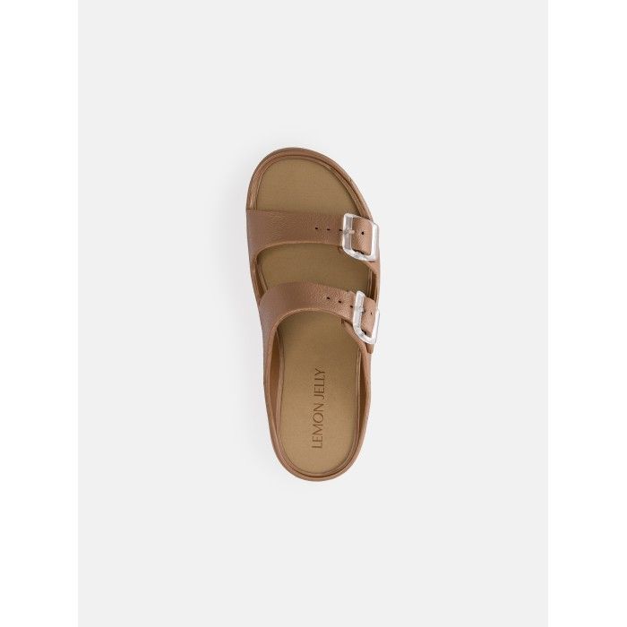 Sandlias Plataforma Castanhas com Fivela Vegan Fenix Bronzo Metal - 10023125
