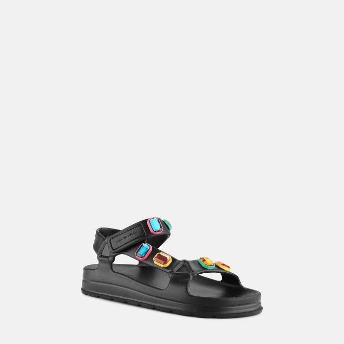 Lemon Jelly Sporty Sandals with Decorative Stones Arwen Black - 10022807