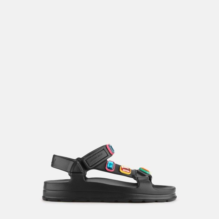 Lemon Jelly Sporty Sandals with Decorative Stones Arwen Black - 10022807