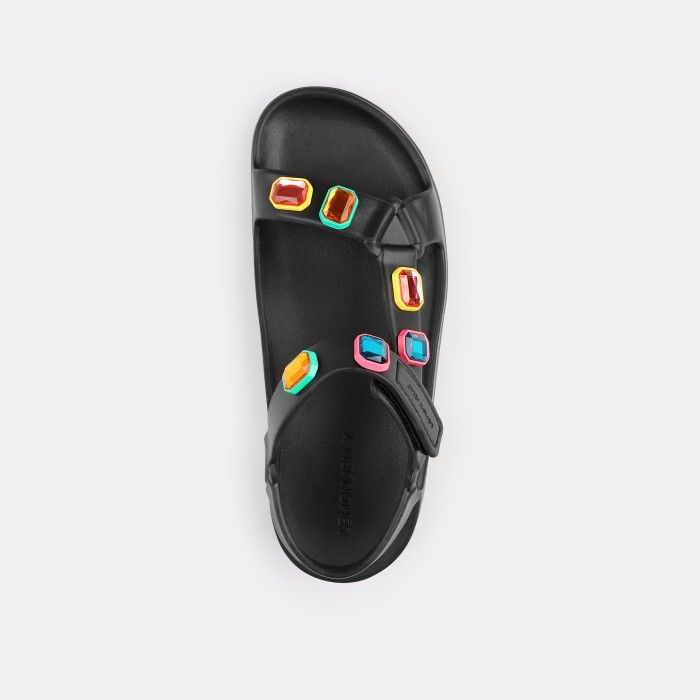 Lemon Jelly Sporty Sandals with Decorative Stones Arwen Black - 10022807