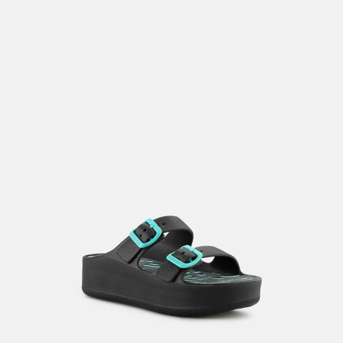 Sandlias Pretas Palmilha Padronizada com Fivelas Elvia Black - 10022855