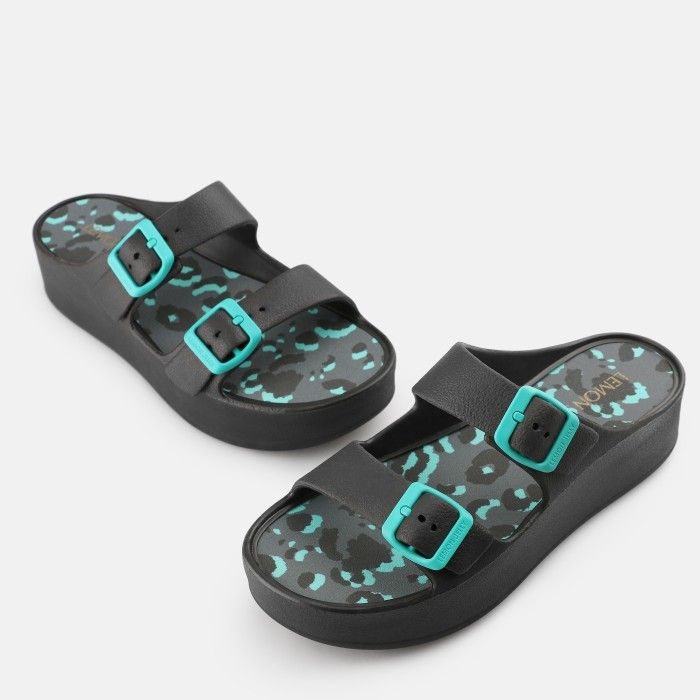 Sandlias Pretas Palmilha Padronizada com Fivelas Elvia Black - 10022855