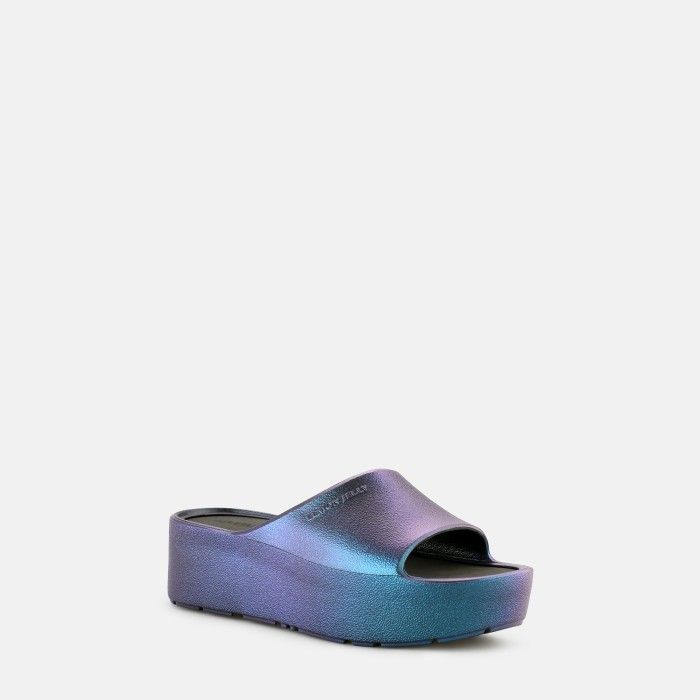 Chinelos Plataforma Brilhantes Azuis Vegan Elodie Pearl Blue - 10023026