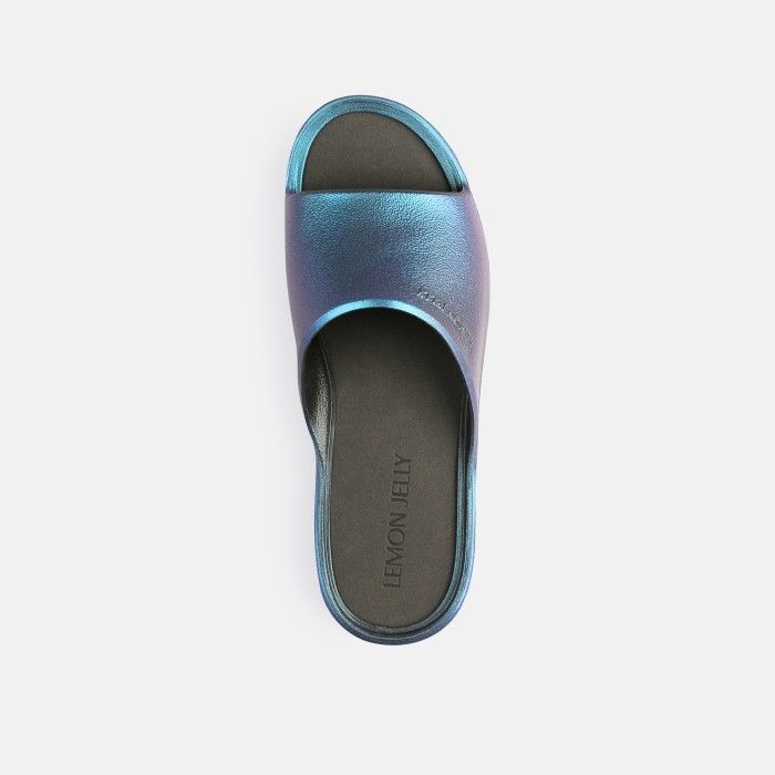 Chinelos Plataforma Brilhantes Azuis Vegan Elodie Pearl Blue - 10023026