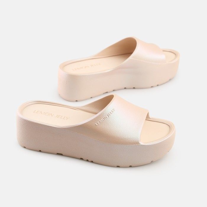 Chinelos Plataforma Brilhantes Beges Vegan Elodie Desert - 10023027
