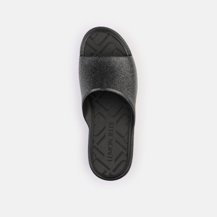 Lemon Jelly Metallic Slides Fiorella Black Vegan - 10023117