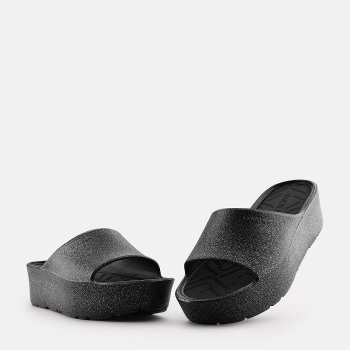 Lemon Jelly Metallic Slides Fiorella Black Vegan - 10023117