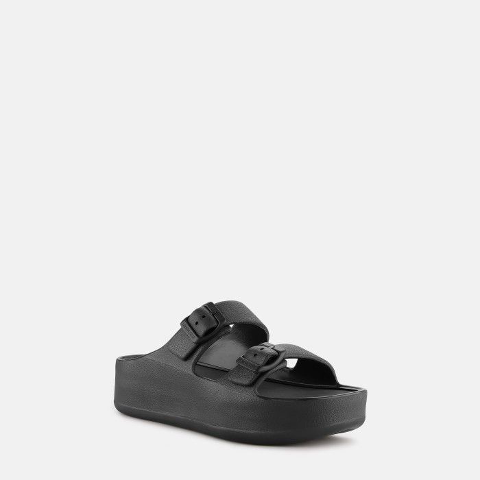 Sandlias Plataforma Pretas com Fivela Vegan Fenix Black - 10023122