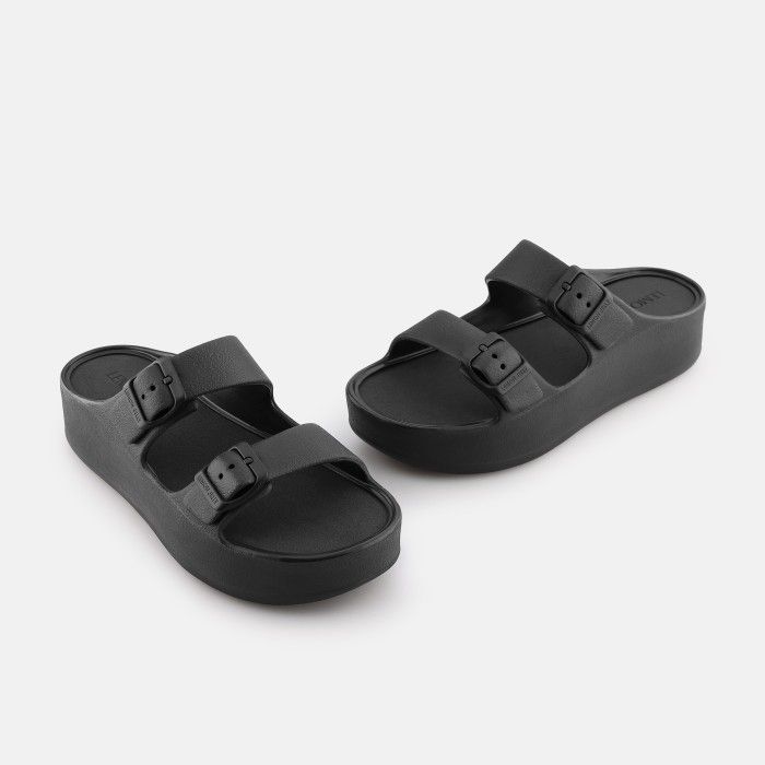 Sandlias Plataforma Pretas com Fivela Vegan Fenix Black - 10023122
