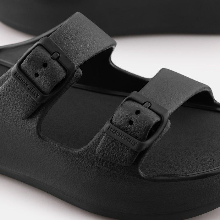 Sandlias Plataforma Pretas com Fivela Vegan Fenix Black - 10023122