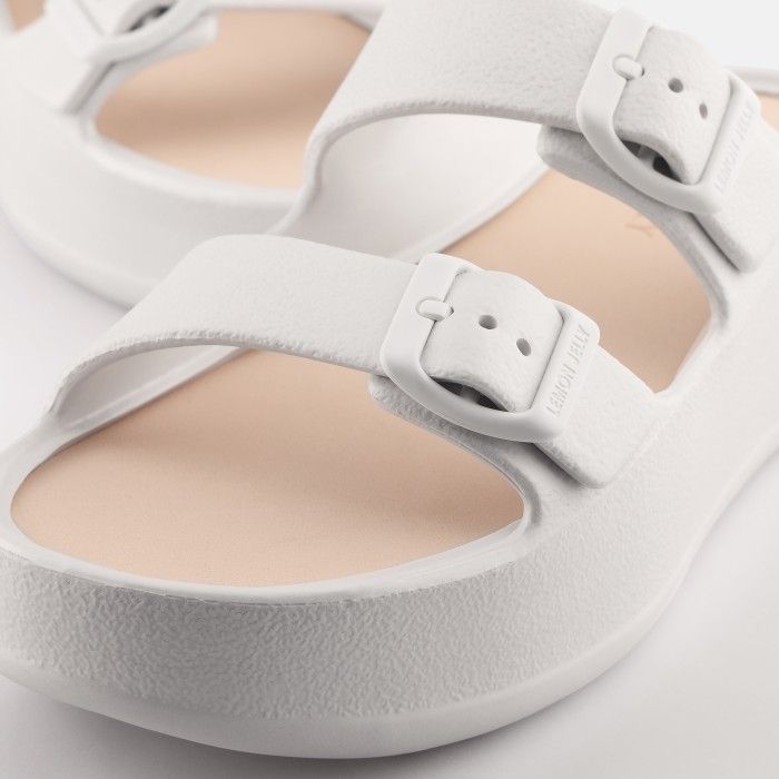 Sandlias Plataforma Brancas com Fivela Vegan Fenix Pearl Metal - 10023123