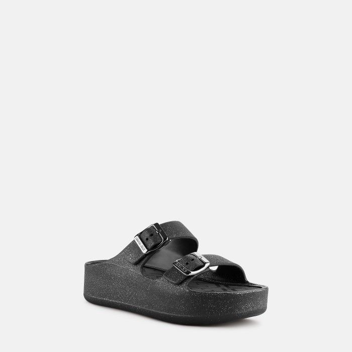 Sandlias Plataforma Pretas Metalizadas Vegan Giulietta Black - 10023128