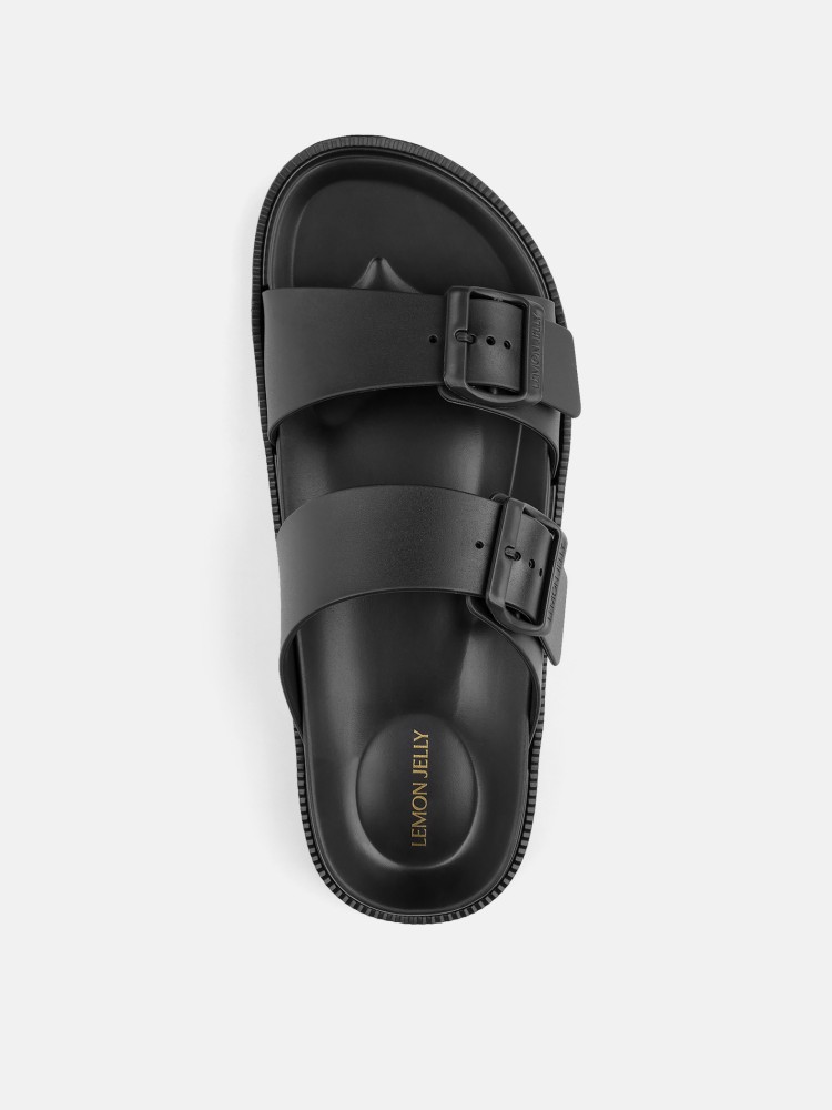 Lemon Jelly Sporty Sandals with Buckles Elise Black - 10023145