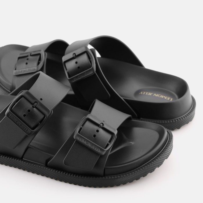 Lemon Jelly Sporty Sandals with Buckles Elise Black - 10023145