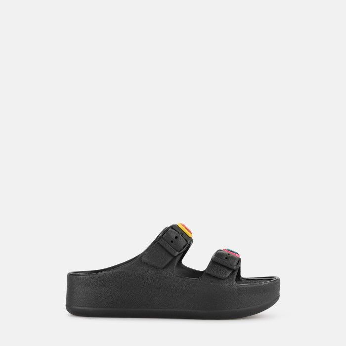 Sandlias Pretas Fivelas com Pedras Decorativas Laila Black - 10022982