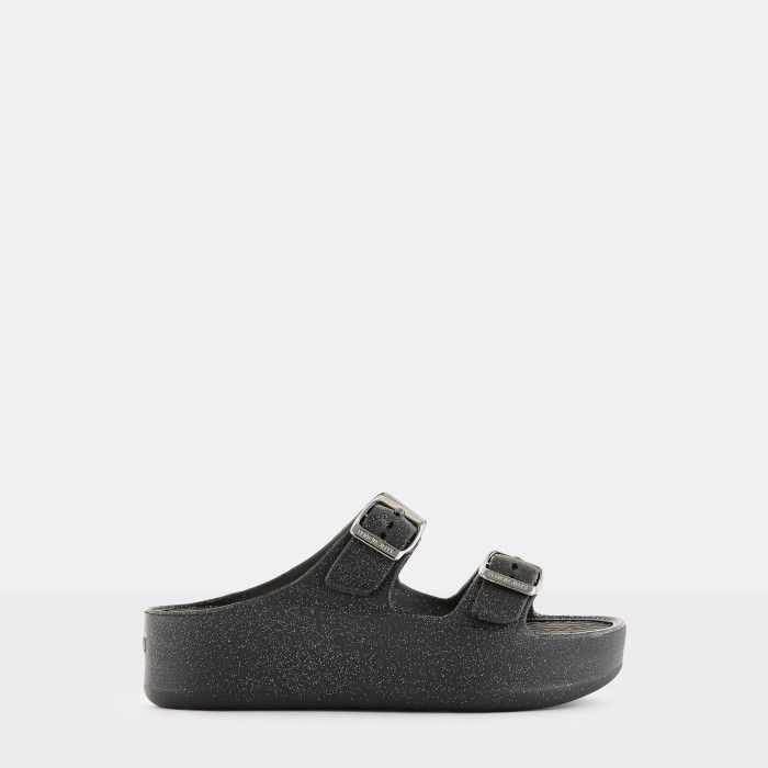 Sandlias Plataforma Pretas Metalizadas Vegan Giulietta Black - 10023128