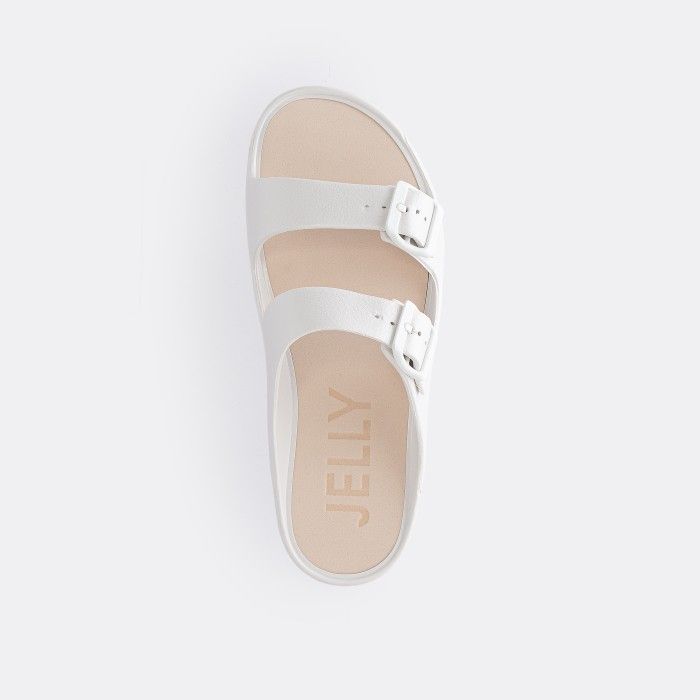 Sandlias Plataforma Brancas com Fivela Vegan Fenix Pearl Metal - 10023123