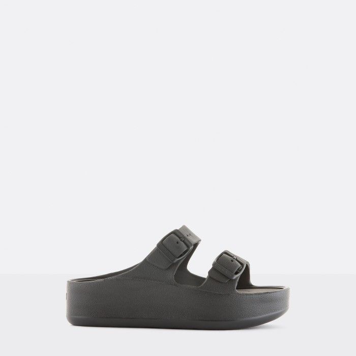 Sandlias Plataforma Pretas com Fivela Vegan Fenix Black - 10023122