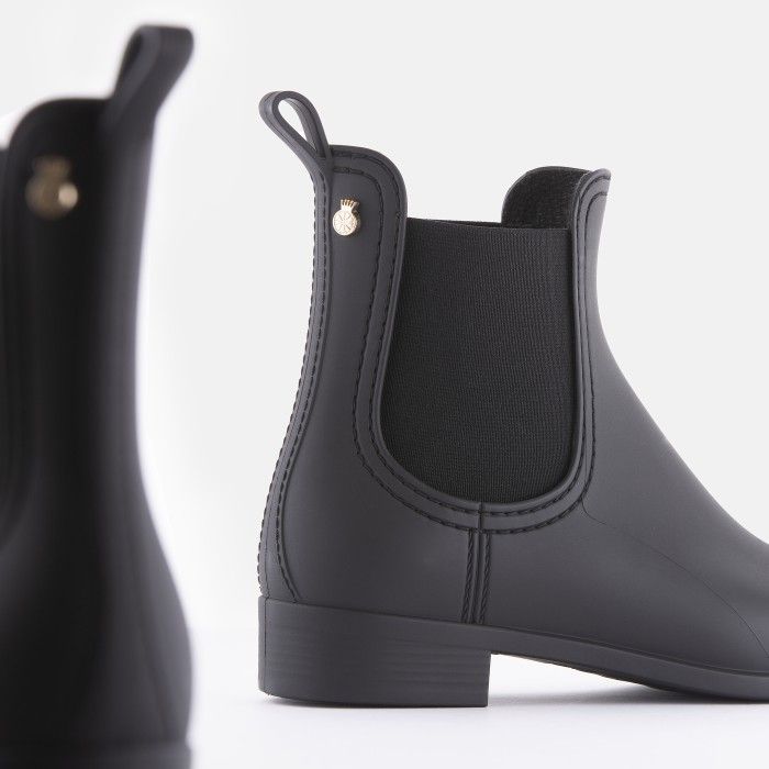 Lemon Jelly Vegan Black Matte Chelsea Rain Ankle Boots Splash Black - 10023667