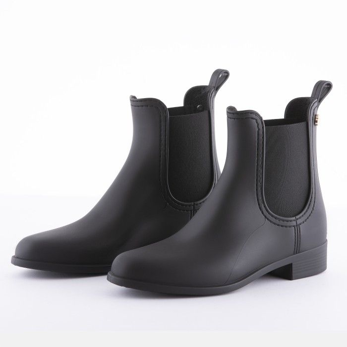 Lemon Jelly Vegan Black Matte Chelsea Rain Ankle Boots Splash Black - 10023667