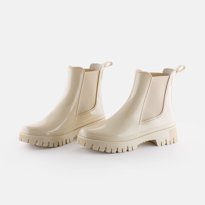 Vegan White Chelsea Ankle Boots Peachy Oat Milk Lemon Jelly - 10023683