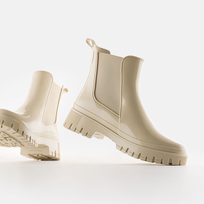 Vegan White Chelsea Ankle Boots Peachy Oat Milk Lemon Jelly - 10023683