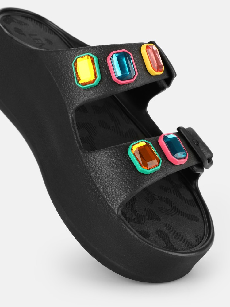 Lemon Jelly Sandals Buckles with Decorative Stones Laila
