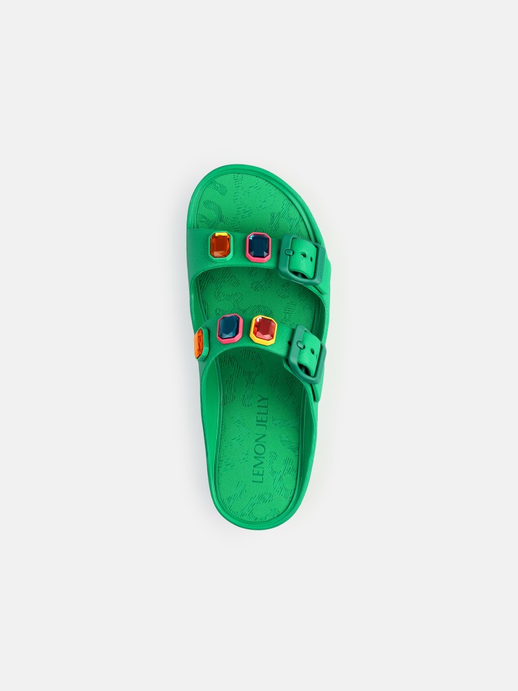 Lemon Jelly Sandals Buckles with Decorative Stones Laila Oasis