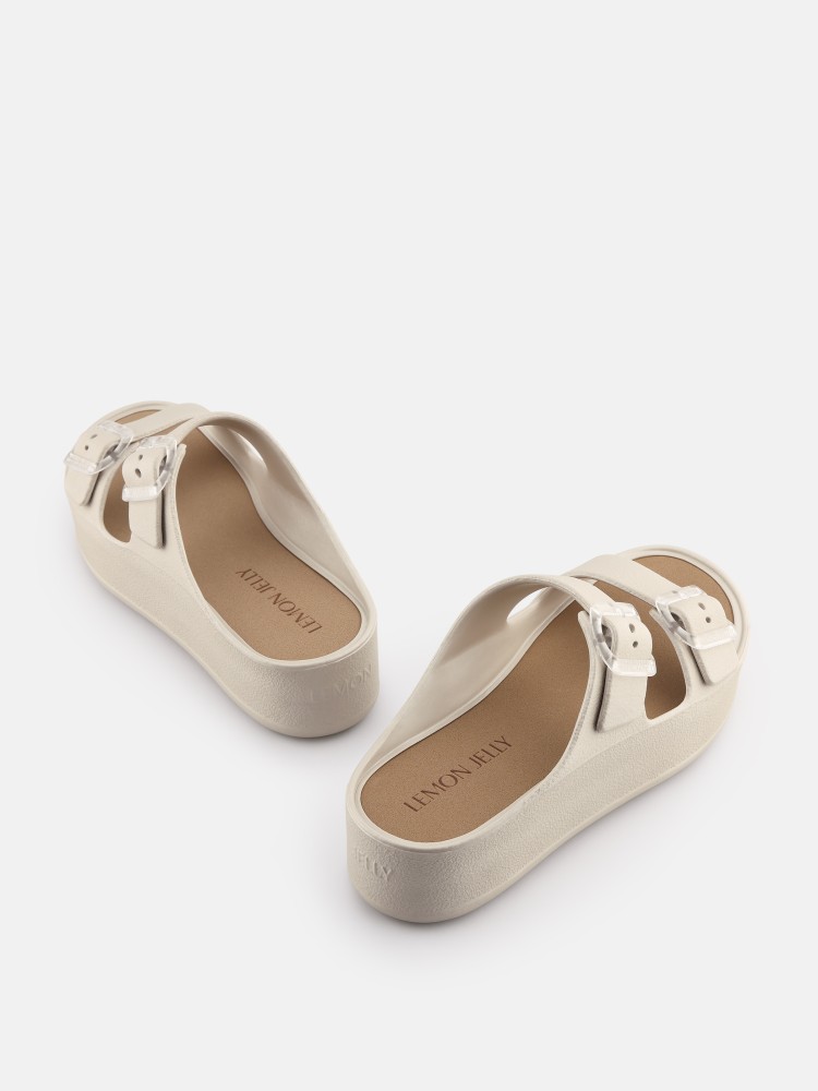 Lemon Jelly Sandals with Buckles Vegan Fenix Warm Grey