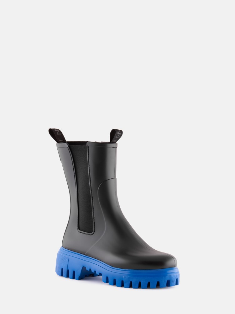 Lemon Jelly Women Vegan Black Mid Calf Boots W/Blue Sole CORA 02