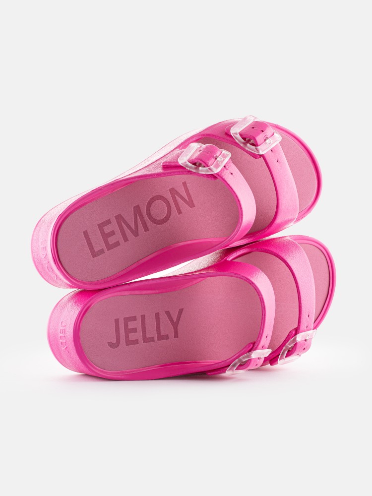 Lemon Jelly Slides Pink Double Buckle Sandals Fenix Fuxia Pro