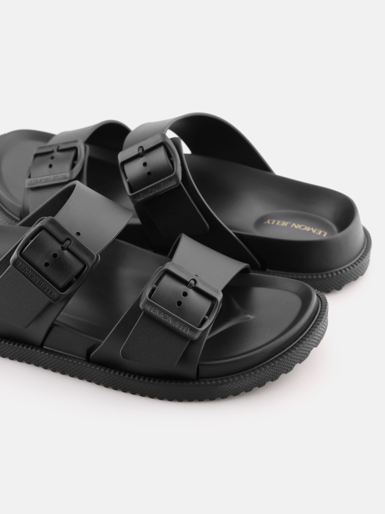 Lemon Jelly Sporty Sandals with Buckles Elise Black 10023145