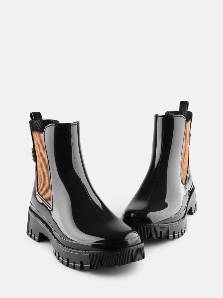 Shiny Black Vegan Ankle Boots Lemon Jelly Hallie Black - 10023438