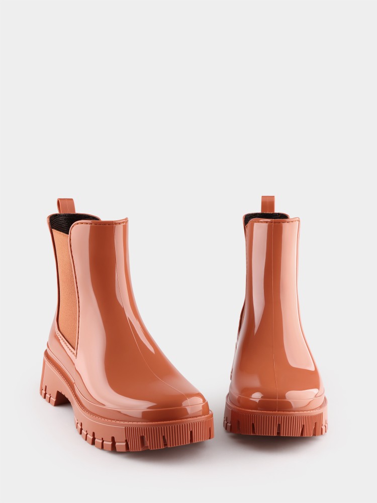 Vegan Orange Ankle Boots Lemon Jelly Peachy Rust - 10023518