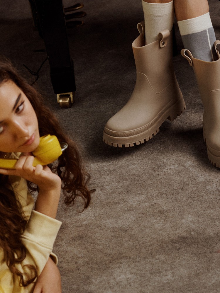 Vegan beige mid calf boots Kaiah Dusty Nude Lemon Jelly Booties
