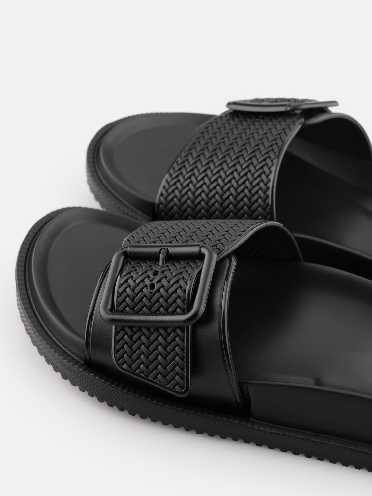 Black Vegan Flat Sandals with Straps Lemon Jelly Zelie Black